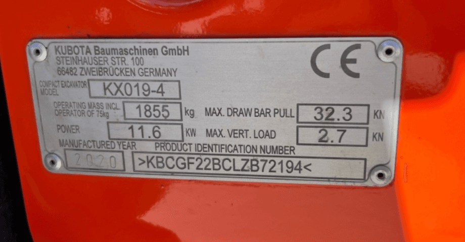 Kubota KX019-4 Minibagger Seitenansicht