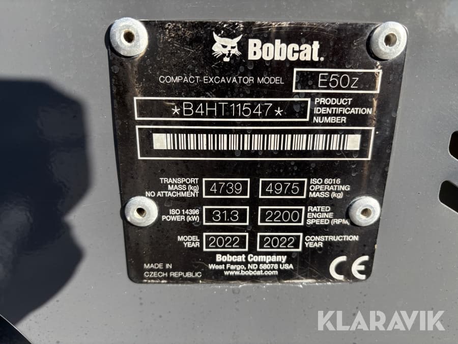 Bobcat E50Z 2022 Anbaugerät Frontansicht